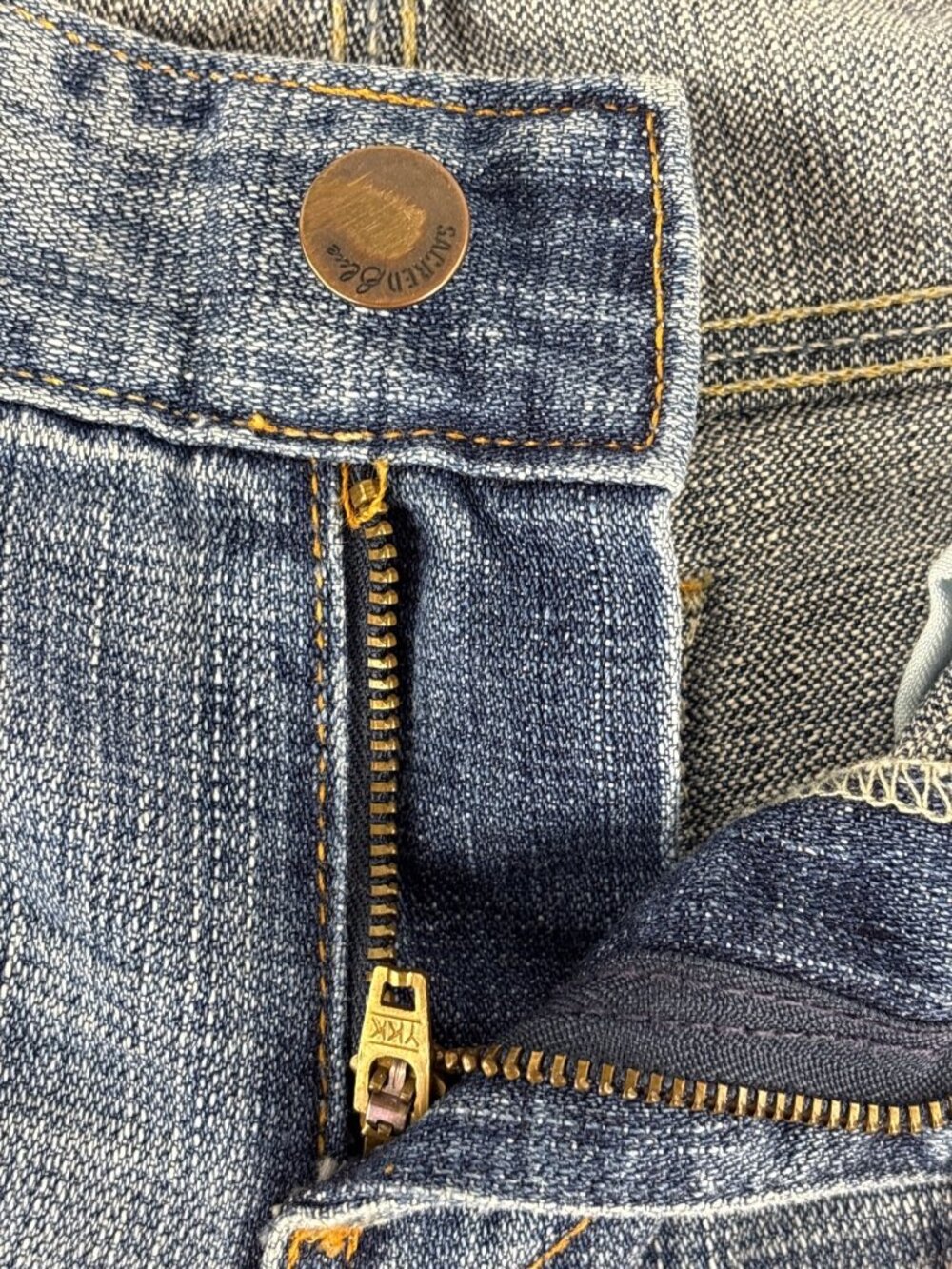 Sacred Blue Vintage Low Rise Bootcut Denim Jeans Medium Wash Size 27 - Picture 7 of 12